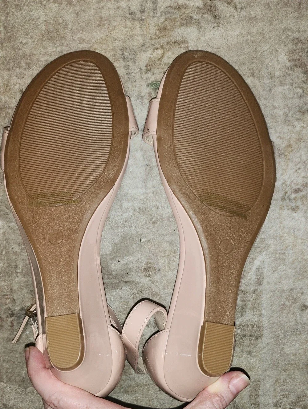 Dream Pairs Womens Nude Pink Patent Ankle Strap Wedge Sandals